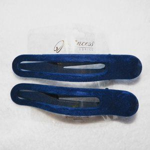 2PC Blue Velvet Salon Hair Claw Clip Princess Accessories